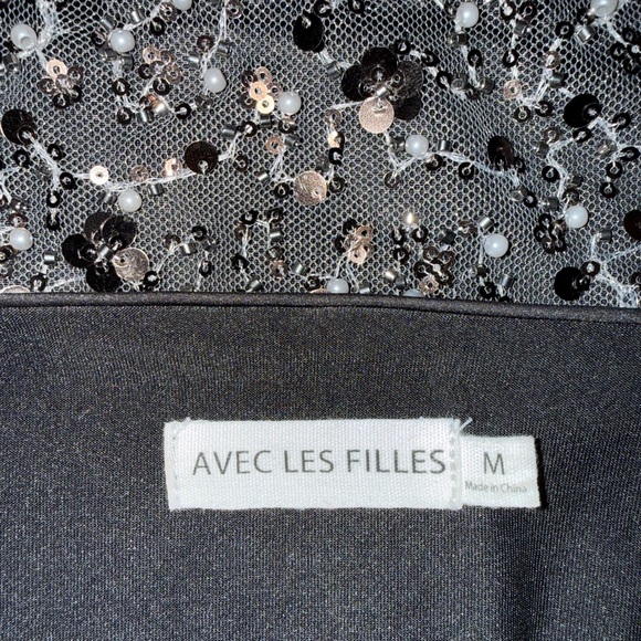 Avec Les Filles Sequin Mesh Slide Slit Skirt - Picture 4 of 4